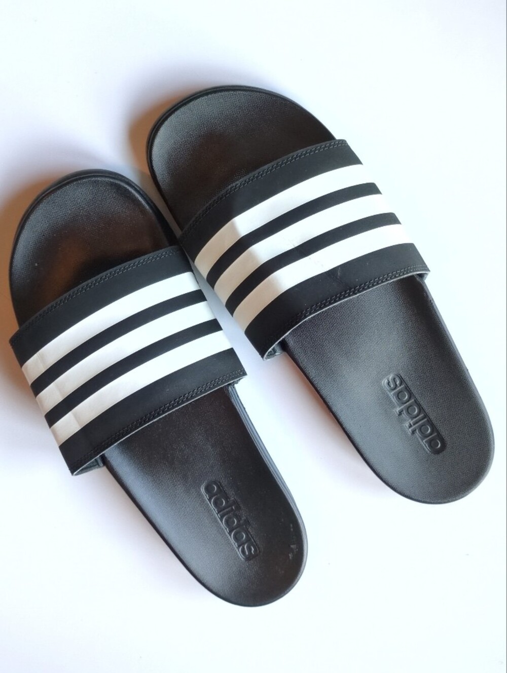 Adidas Men's Black/White 3-Stripes Slide Sandals Slip-On US 11